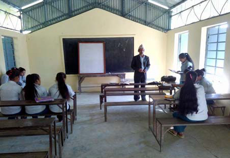 A teacher teaching students in a classroom.