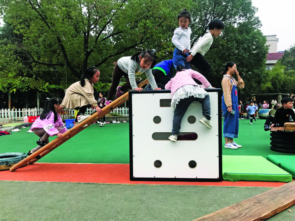 Group of children playing in the playground