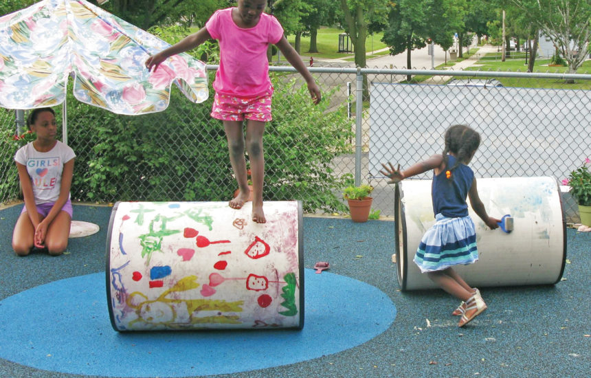 Children playing on a playground