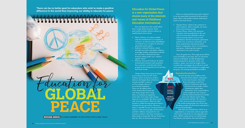 Article titled "Education for Global Peace" from Childhood Education Innovations