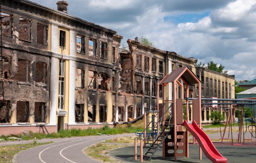 School destroyed after attack.