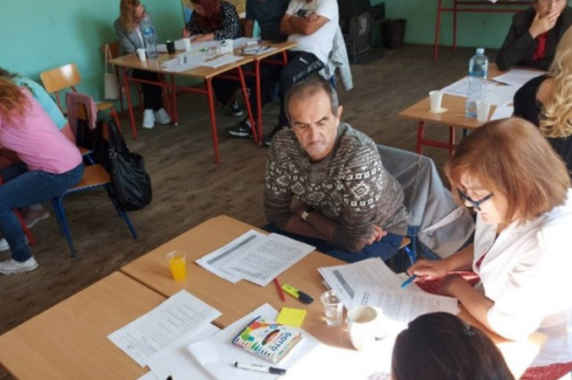 Teachers at a training in Serbia.